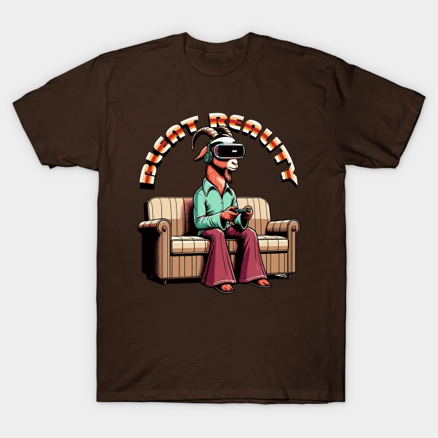 Goat Gamer - Virtual Retro Escape T-Shirt by TimeWarpWildlife